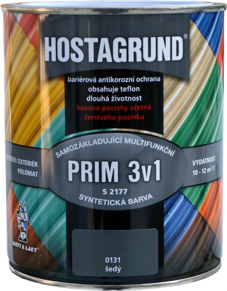 HOSTAGRUND 3v1 PRIM S2177 - Jednovrstvá farba na kov 0,6 l 0131 - šedý