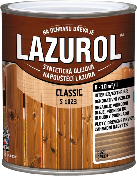 BARVY A LAKY HOSTIVAŘ LAZUROL CLASSIC S1023 - Olejová lazúra na drevo 21 - orech 9 l