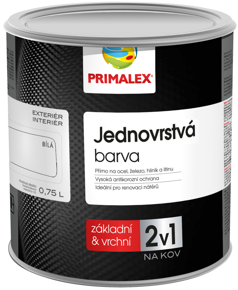 Primalex 2v1 - základná a vrchná farba v jednom biela 2,5 l