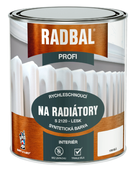 RADBAL PROFI S2120 - profi farba na radiátory 0,6 l 1000 - biela