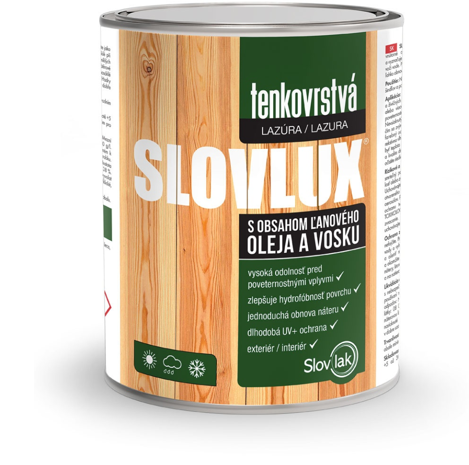 SLOVLUX - Tenkovrstvá lazúra na drevo 0051 - jedľová zeleň 2,5 L