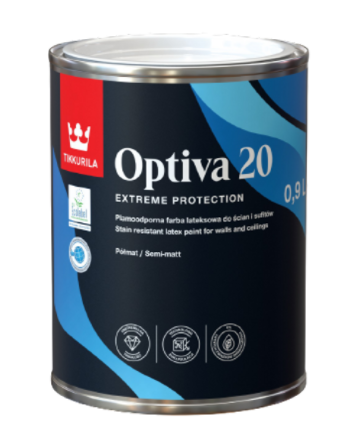 Tikkurila OPTIVA 20 SEMI MATT - Polomatná umývateľná farba TVT X425 - blueberry milk 0,9 l
