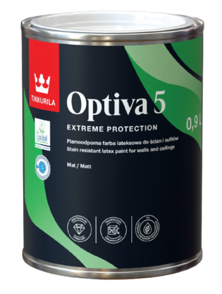 OPTIVA 5 MATT - Umývateľná farba s matným efektom (zákazkové miešanie) TVT K385 - meadow 0,9 l