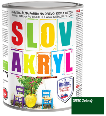 SLOVAKRYL - Univerzálna vodou riediteľná farba 0,75 kg 0530 - zelená