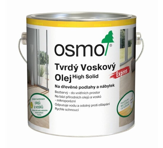 OSMO Tvrdý voskový olej EXPRES - rýchloschnúci voskový olej na parkety 0,75 l 3340 - biely transparentný