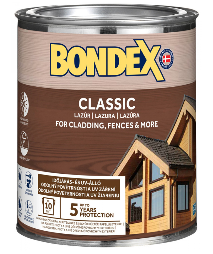 BONDEX CLASSIC - Tenkovrstvá syntetická lazúra na drevo nut brown (bondex) 5 L