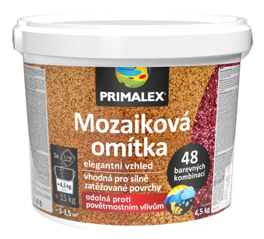 PRIMALEX - Mozaiková omietka mix farieb (J+J+J+I+E) 15 kg (4,5 kg + 5x2,1 kg)