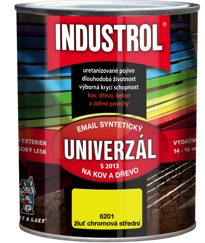 INDUSTROL UNIVERZÁL S2013 - Syntetická farba na kov a drevo 4 l 6201 - žltá stredná