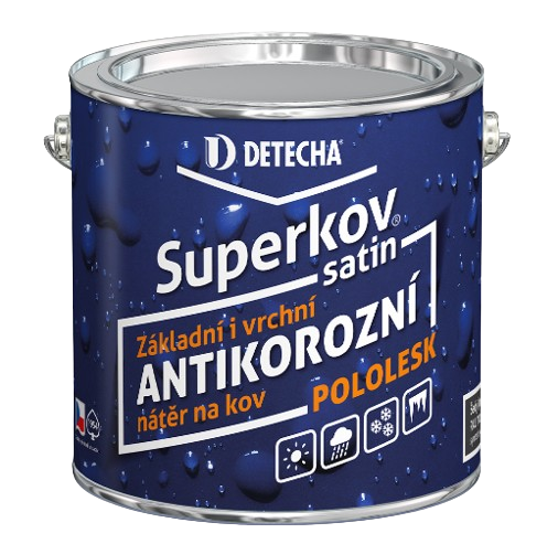 DETECHA Superkov satin - vysokoodolný antikorózny syntetický náter 2,5 kg ral 8011 - hnedá oriešková
