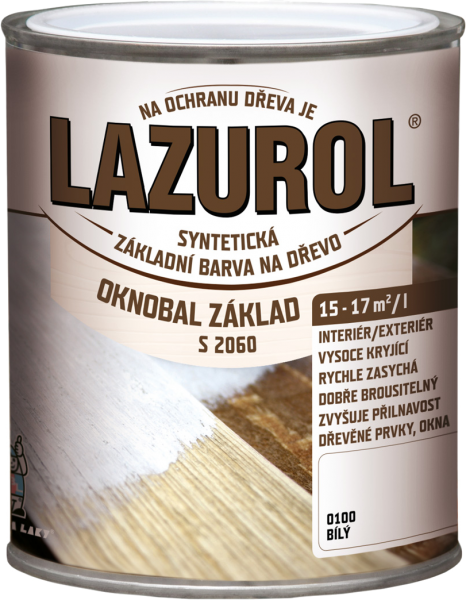 LAZUROL OKNOBAL S2060 - Základná farba na drevo biela 0,6 l