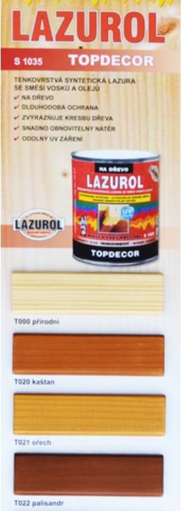 LAZUROL TOPDECOR S1035 - Tenkovrstvá lazúra na drevo