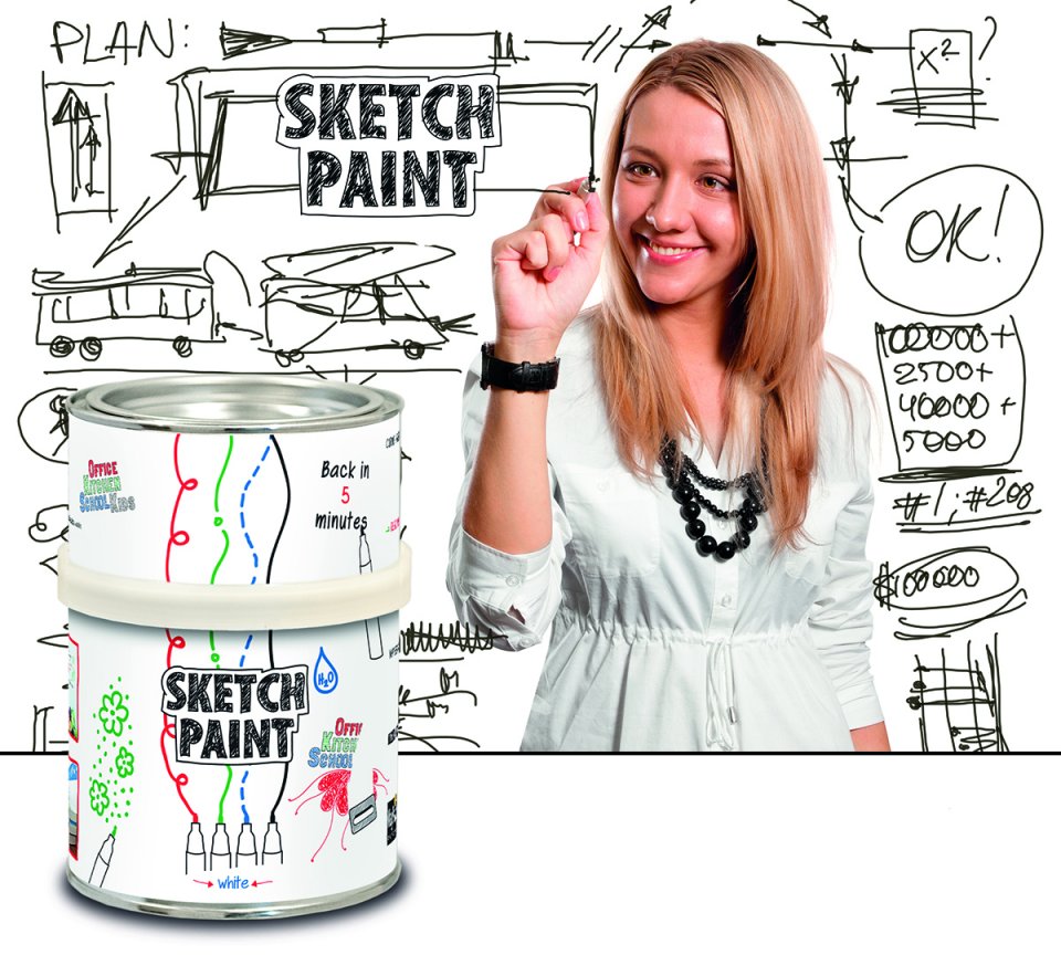 SketchPaint - popisovateľná farba na stenu (whiteboard)