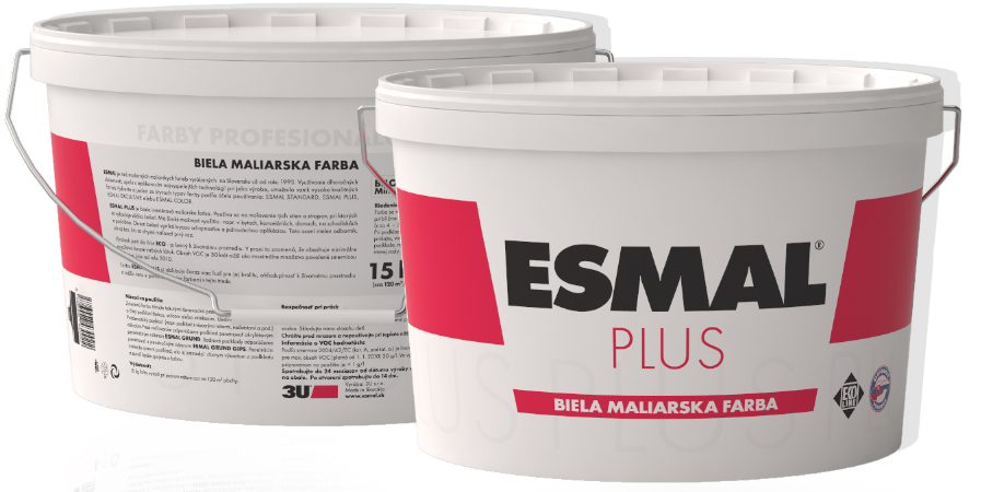 E-shop Esmal Plus - biela interiérová farba 15 kg biela matná