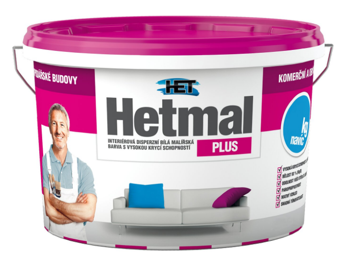 HETMAL PLUS - Vysoko krycia interiérová farba 25 kg biela matná