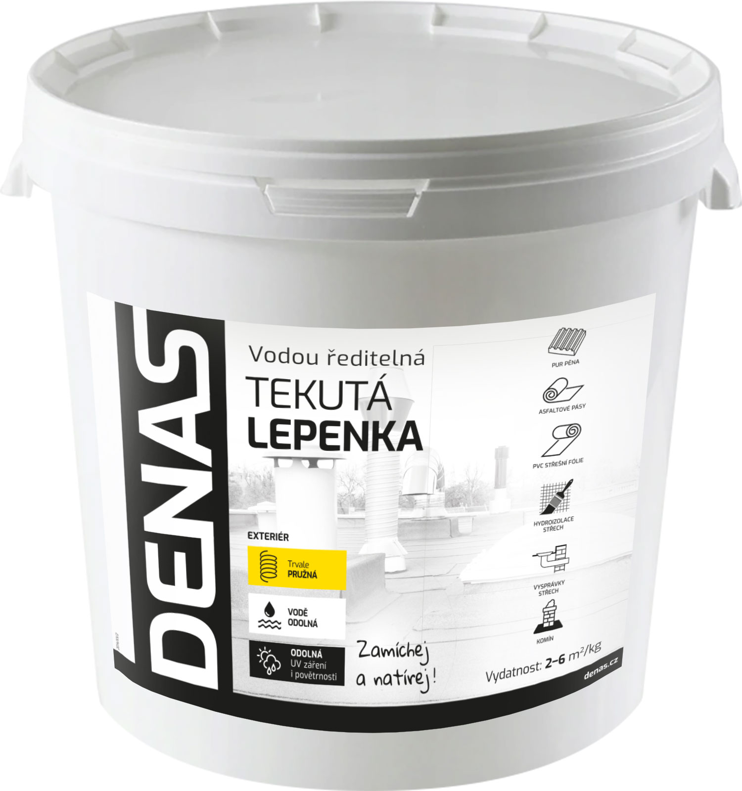 E-shop DENAS LEPENKA - hydroizolačná hmota na strechu svetlo šedá 15 kg