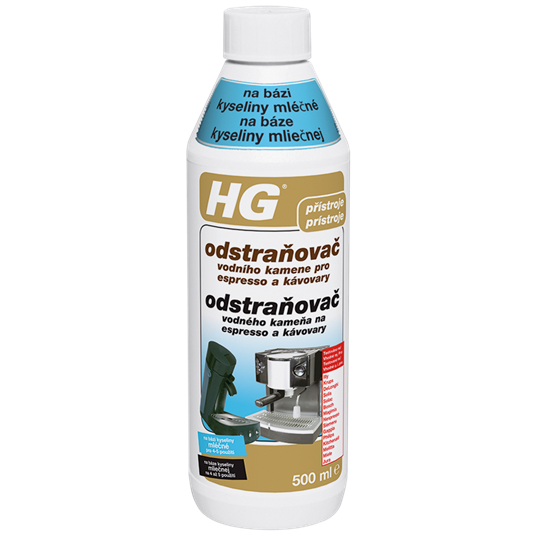HG 627 - Odstraňovač vodného kameňa na espresso a kávovary (na báze kyseliny mliečnej) 500 ml