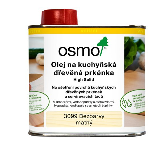 OSMO - Olej na kuchynské krájacie dosky 3099 - bezfarebný matný 0,5 l