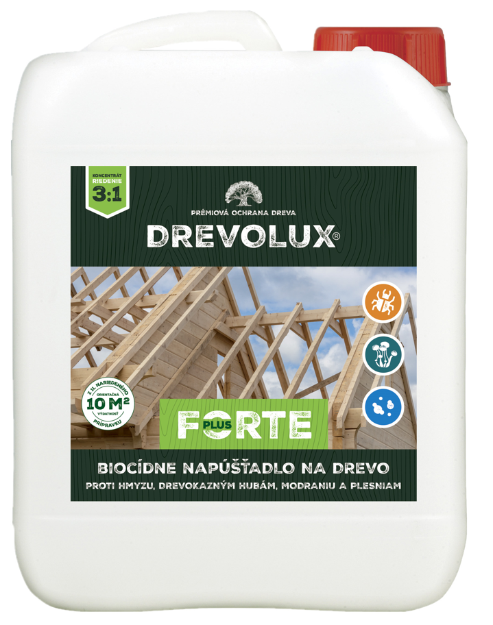 DREVOLUX FORTE PLUS - Ochranné napúšťadlo na drevo (koncentrát) 0608 - hnedý 1 L