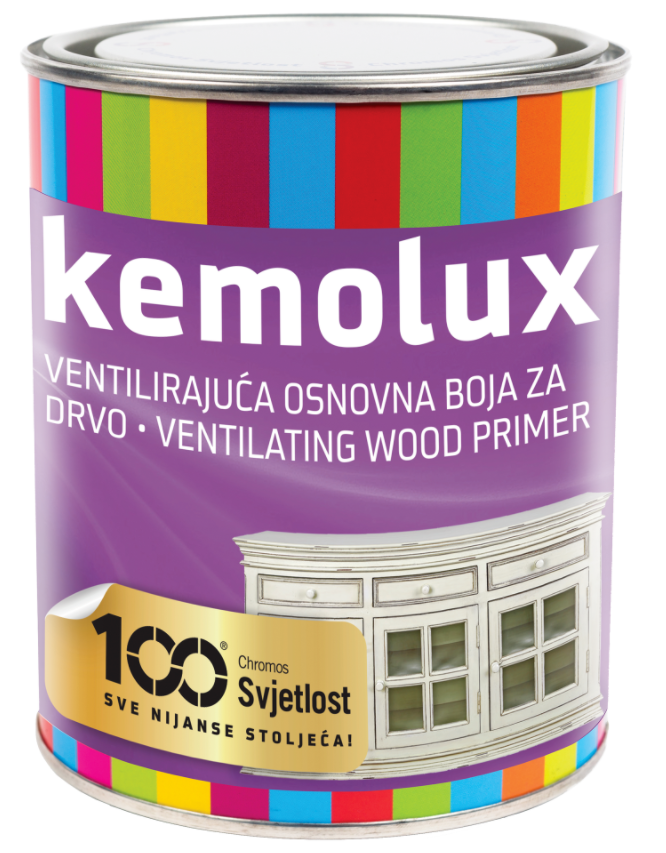 E-shop KEMOLUX - Ventilačná základná farba na drevo 0,75 l biely