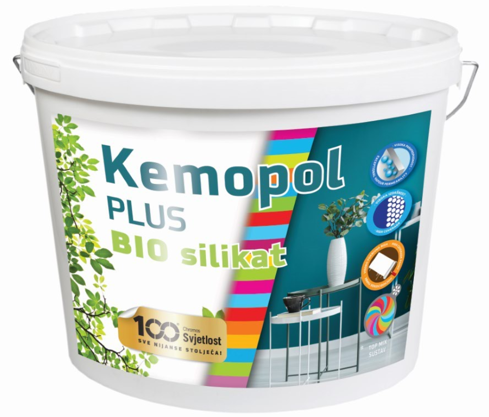 KEMOPOL PLUS BIO SILIKÁT - Silikátová interiérová farba pre ľudí s alergiami biela 15 l