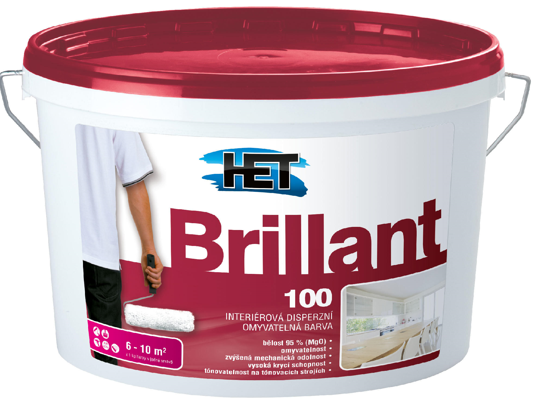E-shop Brillant 100 - Umývateľná farba na steny biela 1,5 kg