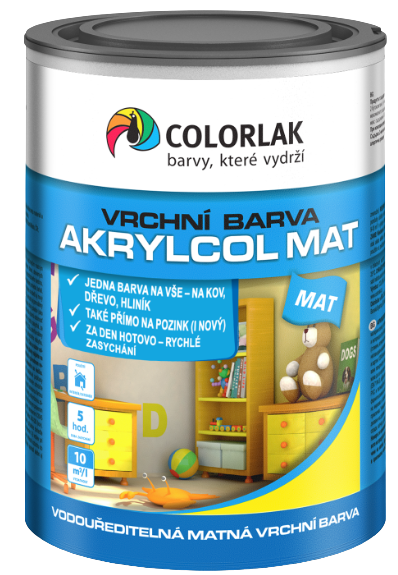 COLORLAK AKRYLCOL MAT V2045 - Matná vodou riediteľná vrchná farba C1000 - biela 2,5 L
