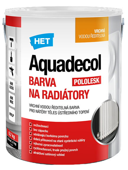 E-shop AQUADECOL - Farba na radiátor biela 0,7 kg