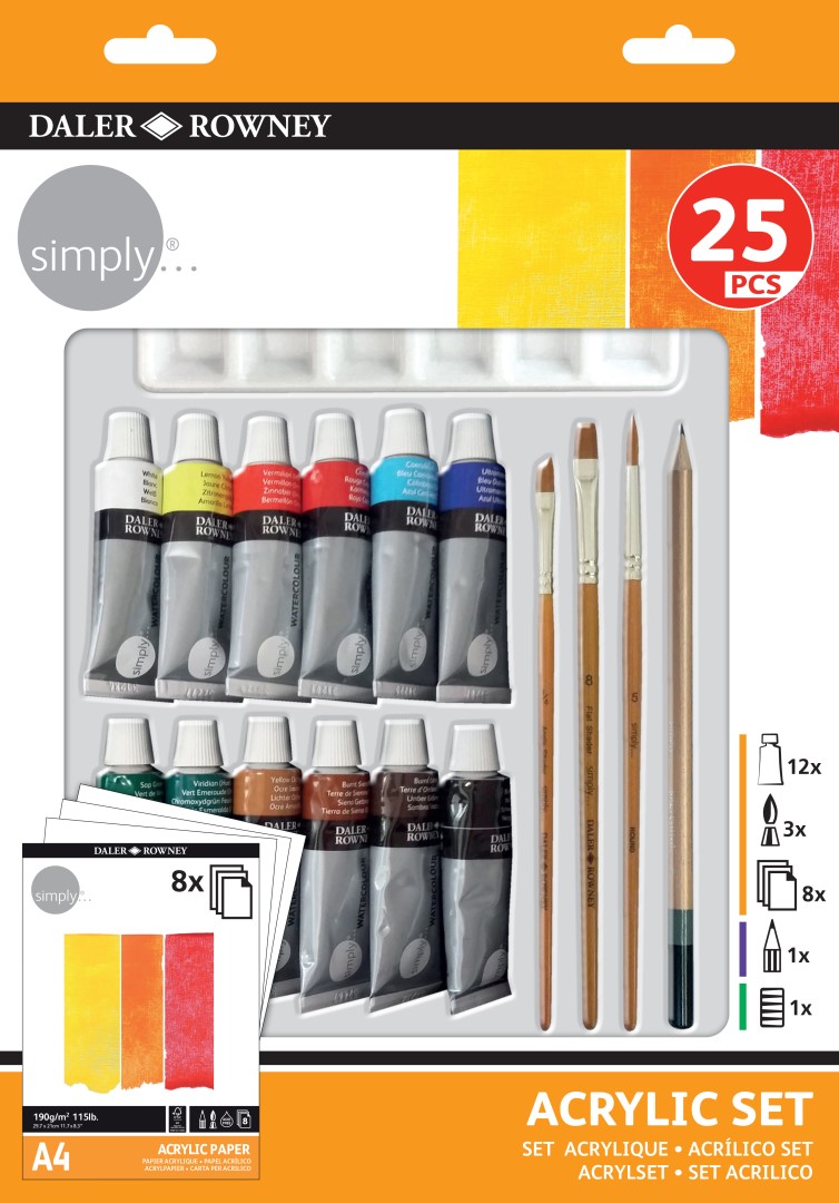 D&R SIMPLY - maliarska sada akrylových farieb 25 ks