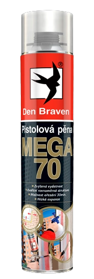 DEN BRAVEN - Pištoľová pena Mega 70 žltá 870 ml