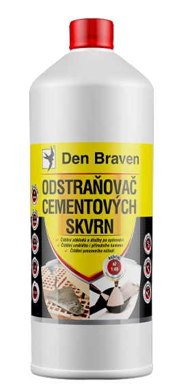DEN BRAVEN - Odstraňovač zbytkov cementových škvŕn 1 l transp. až nažltlá