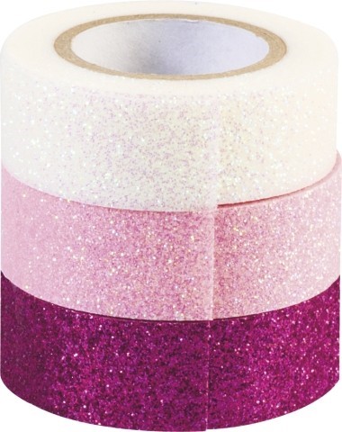 E-shop KNORR - Dekoračná lepiaca páska glitter - ružová 3 ks