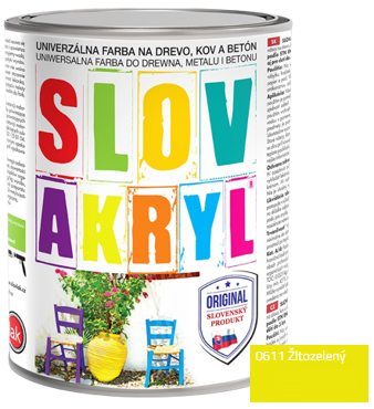 SLOVAKRYL - Univerzálna vodou riediteľná farba 0,75 kg 0611 - žltozelená