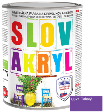 SLOVAKRYL - Univerzálna vodou riediteľná farba 0,75 kg 0321 - fialová