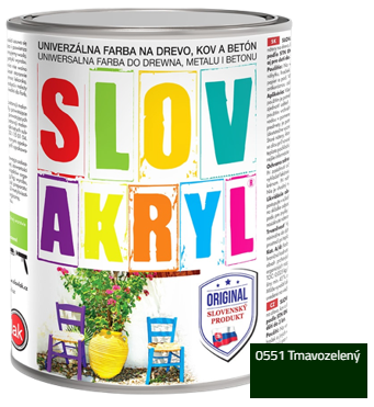 SLOVAKRYL - Univerzálna vodou riediteľná farba 0,75 kg 0551 - tmavozelená