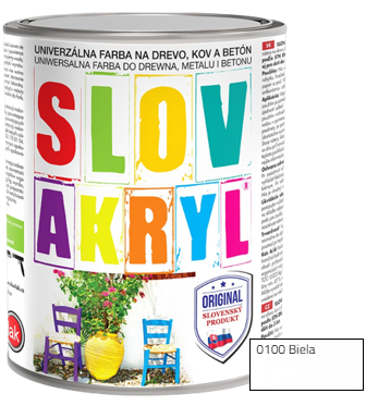SLOVAKRYL - Univerzálna vodou riediteľná farba 0,75 kg 0100 - biela