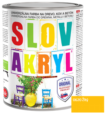 SLOVAKRYL - Univerzálna vodou riediteľná farba 0,75 kg 0620 - žltá