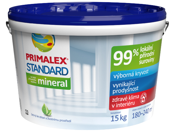 E-shop PRIMALEX STANDARD MINERAL - Interiérová farba s prírodným zložením biela 15 kg