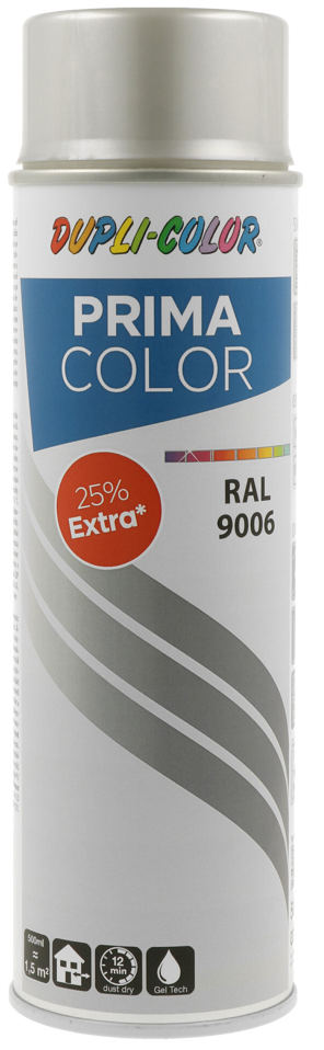 PRIMA RAL SPREJ +25% - univerzálna farba v spreji RAL 9006 - biely hliník 0,5 L