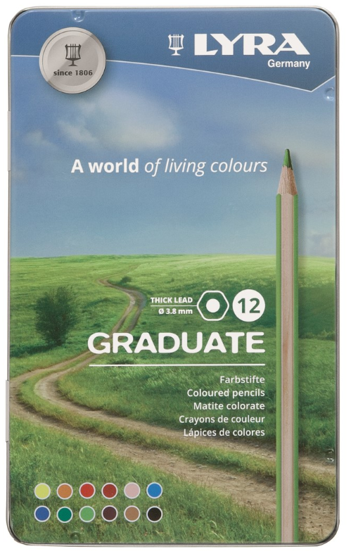 LYRA GRADUATE - Sada farebných ceruziek v kovovej krabičke 12 ks
