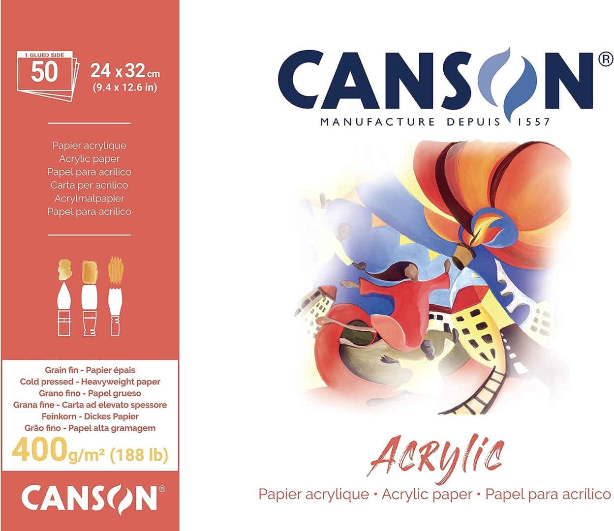 CANSON ACRYLIC - Skicár pre akrylové farby 24x32 cm (10 listov)