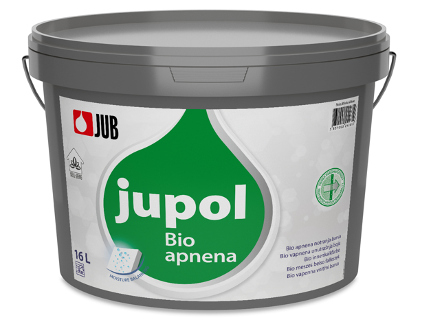 E-shop JUPOL BIO APNENA - Ekologická vápenná interiérová farba na steny biela 16 L