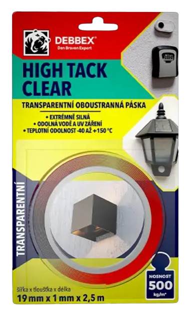 E-shop DEBBEX HIGH TACK CLEAR - Obojstranná priehľadná páska 19mm x 1mm x 2,5m