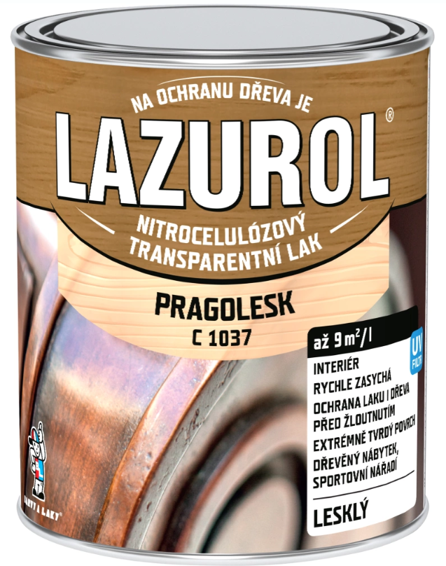 BARVY A LAKY HOSTIVAŘ LAZUROL PRAGOLESK C1037 - Nitrocelulózový lak na drevo 0,75 l bezfarebný - lesklý