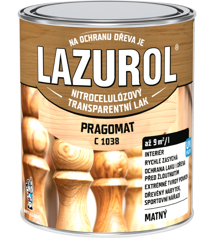 BARVY A LAKY HOSTIVAŘ LAZUROL PRAGOMAT C1038 - Nitrocelulózový lak na drevo 0,75 l bezfarebný - matný