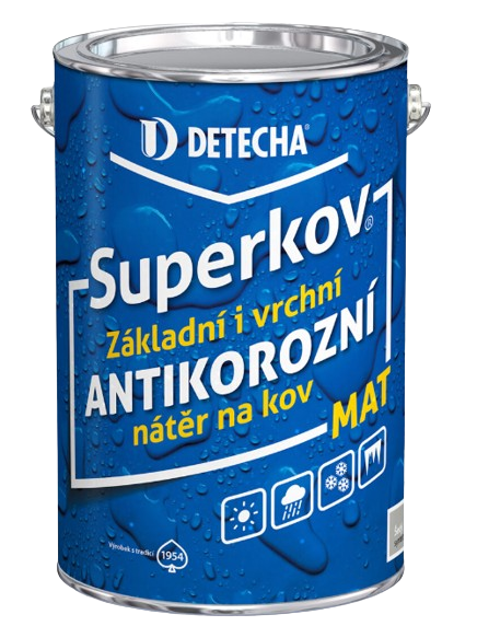 SUPERKOV - Antikorózna syntetická farba 2v1 čierna matná (superkov) 0,8 kg