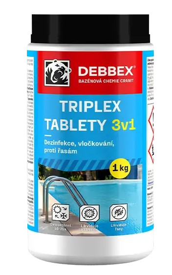 CRANIT TRIPLEX 3v1 - Tablety pre celosezónnu údržbu vody v bazénoch 1 kg modrá
