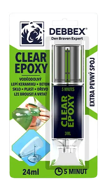DEBBEX CLEAR EPOXY - Rýchlotuhnúce dvojzložkové epoxidové lepidlo transparentná 0,024 L