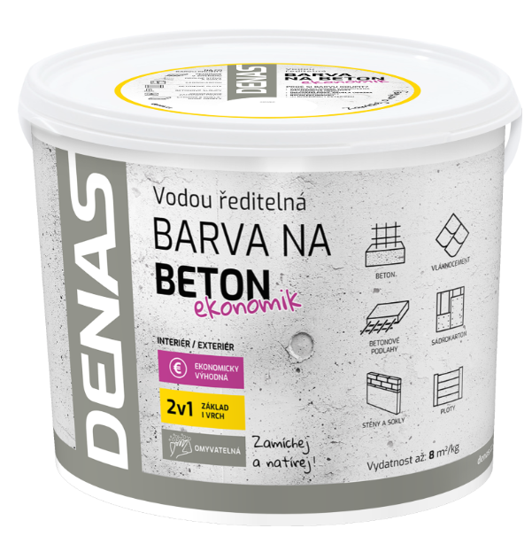 DENAS BETON EKONOMIK - Vodou riediteľná farba na betón 0110 - šedá 5 kg