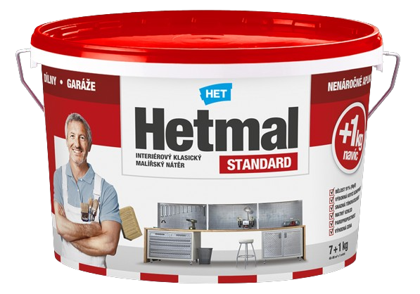 HETMAL ŠTANDARD - Interiérová maliarska farba biela 7 kg + 1 kg zdarma