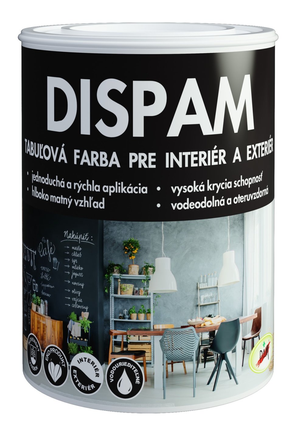 Dispam Tabuľovka - tabuľová farba na tabule, sololit, steny